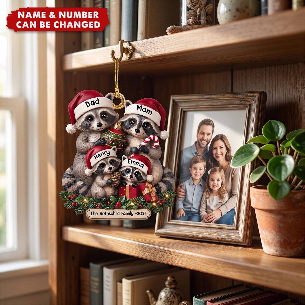 Lovely Raccoon Family Acrylic Ornament - Personalized Christmas Gifts For Family