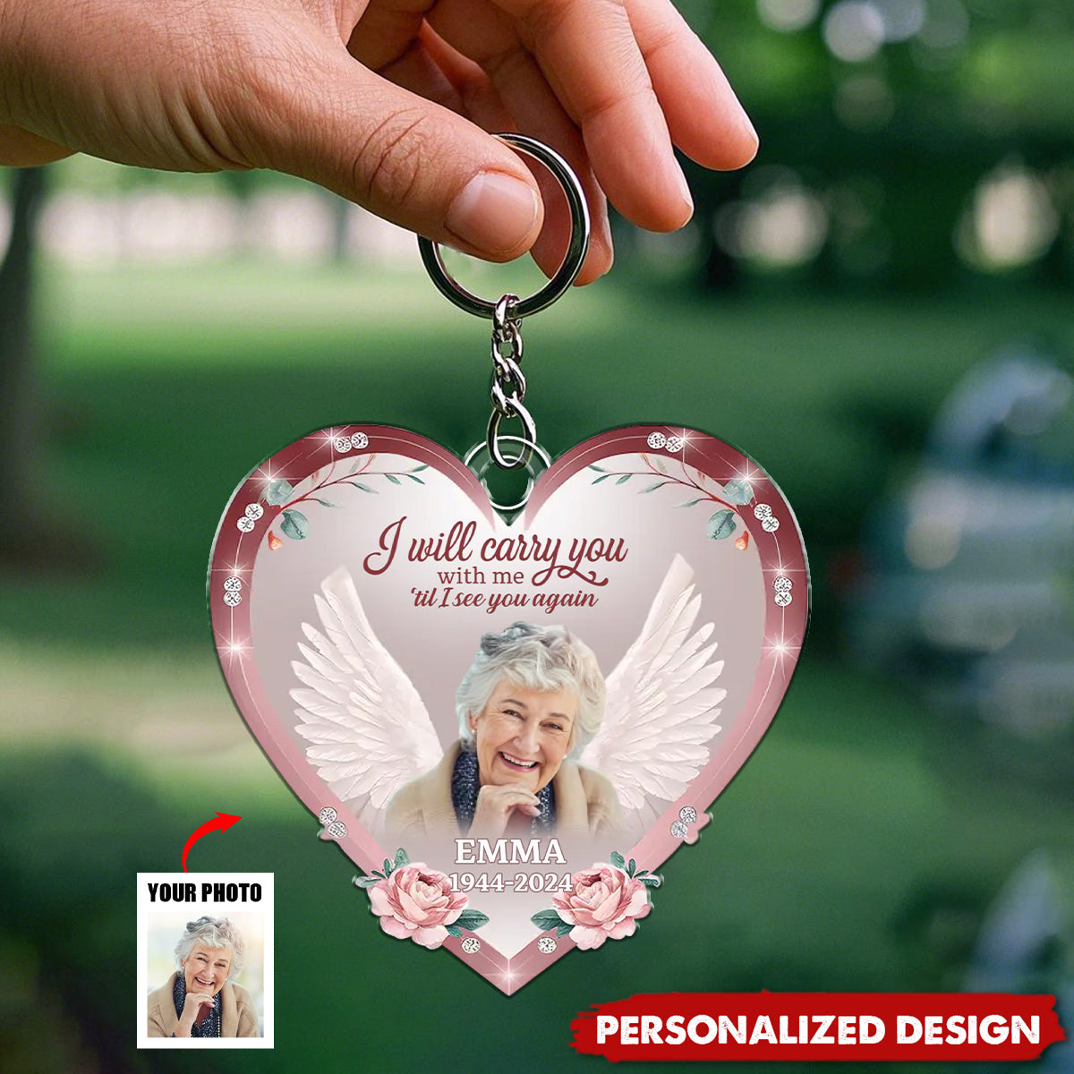 Custom Photo Rest In Peace, Dear Soul - Memorial Personalized Keychain- Sympathy Gift For Family Members