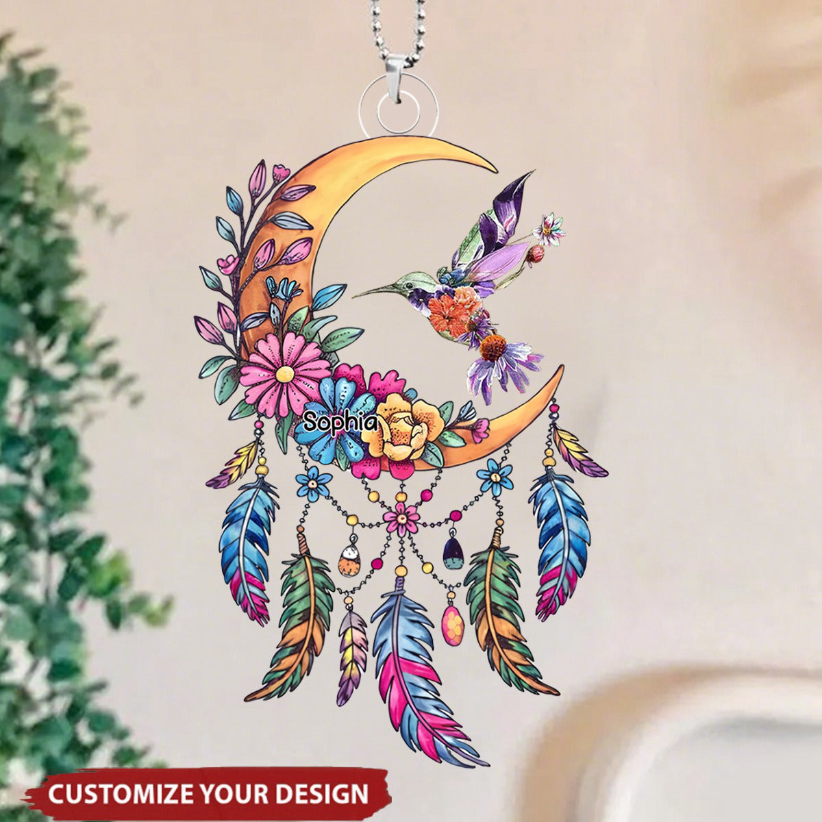 Hummingbird God Made Her An Angel - Personalized Acrylic Keychain