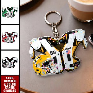 American Football Shoulder Pads and Helmet - Personalized Keychain