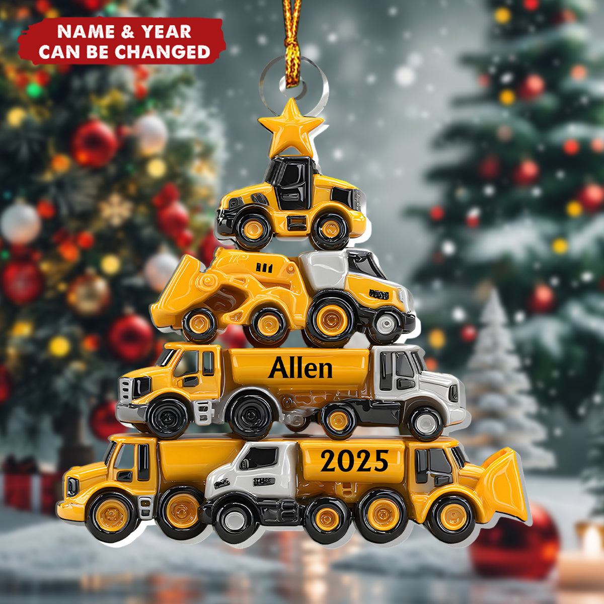 Mighty Machines Tree - Personalized 1-Layer Acrylic Ornament