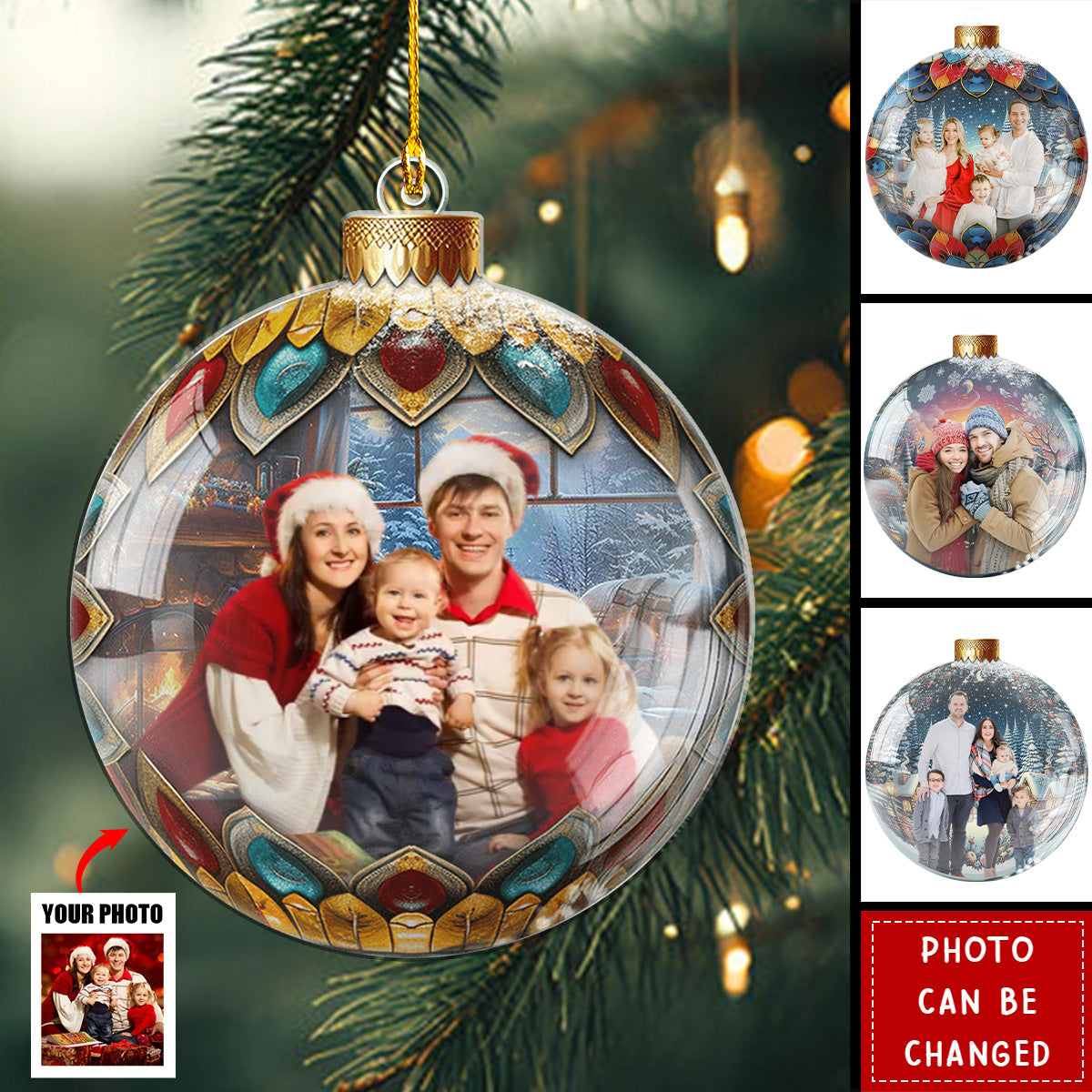 Custom Photo Family Christmas Bauble - Acrylic Ornament - Christmas Gift For Familly