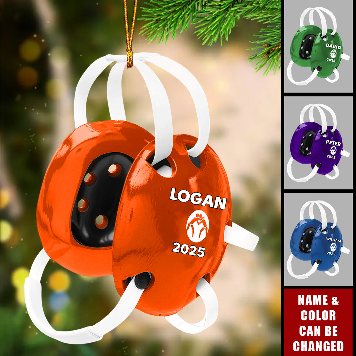 Personalized Wrestling Helmet Christmas Ornament, Gift For Wrestler