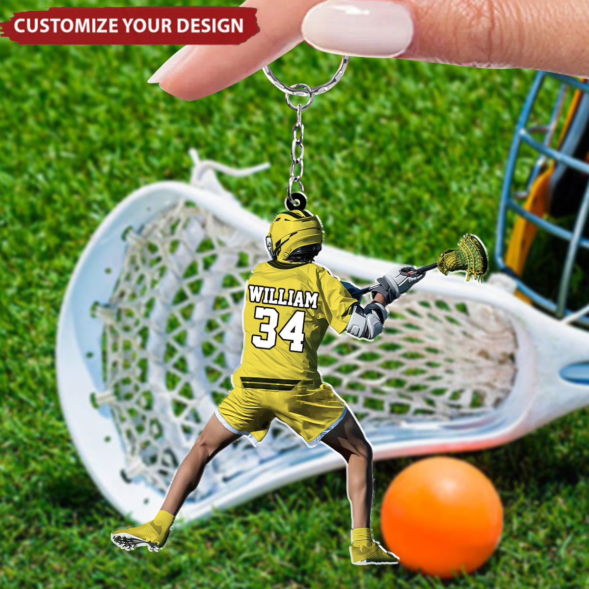 Personalized Lacrosse Player Keychain - Gift For Lacrosse Lover