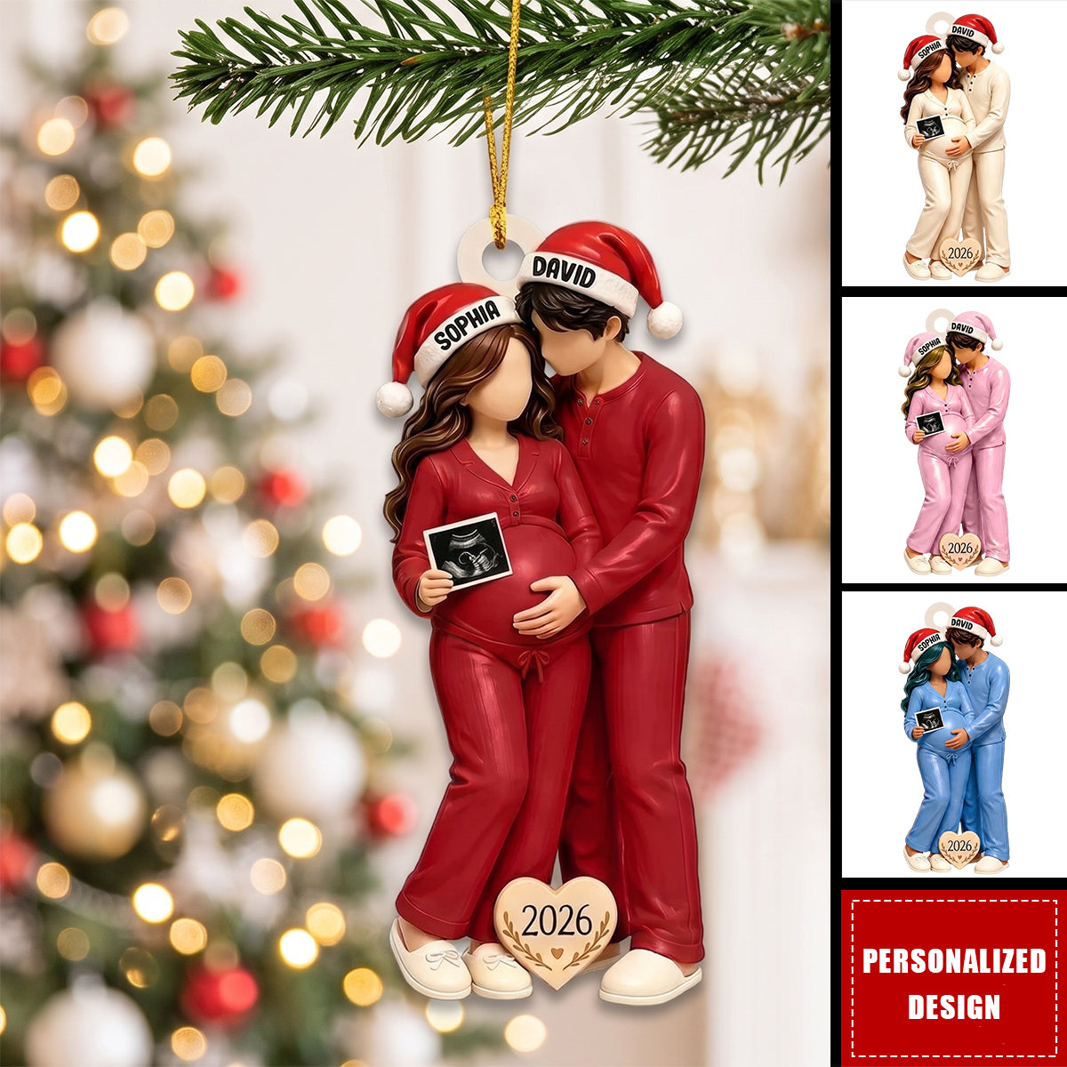 Personalized Expecting Parents Christmas Ornament - Custom Baby Ultrasound Keepsake