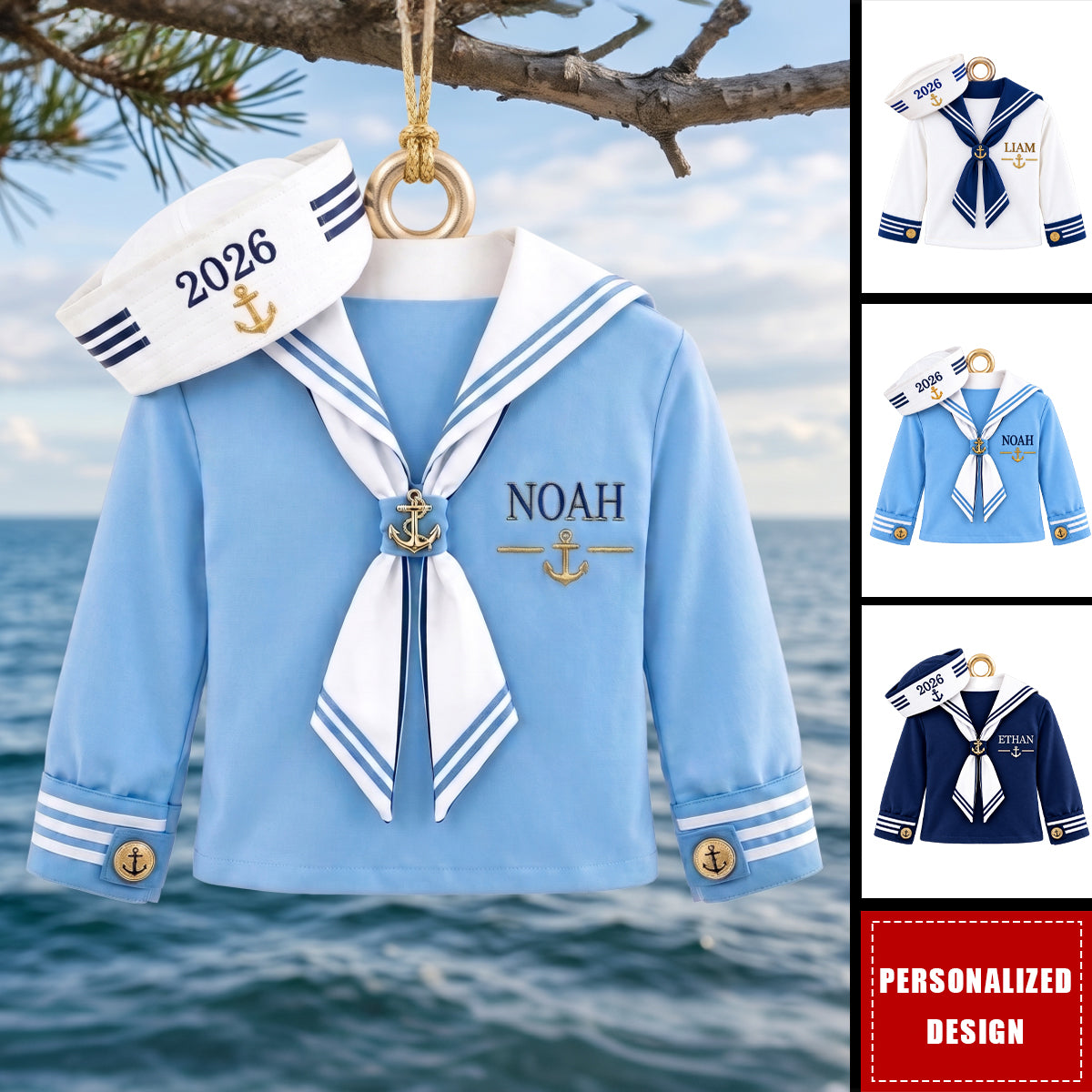 Personalized Sailor Christmas Ornament , Custom Navy Uniform Xmas Tree Decor