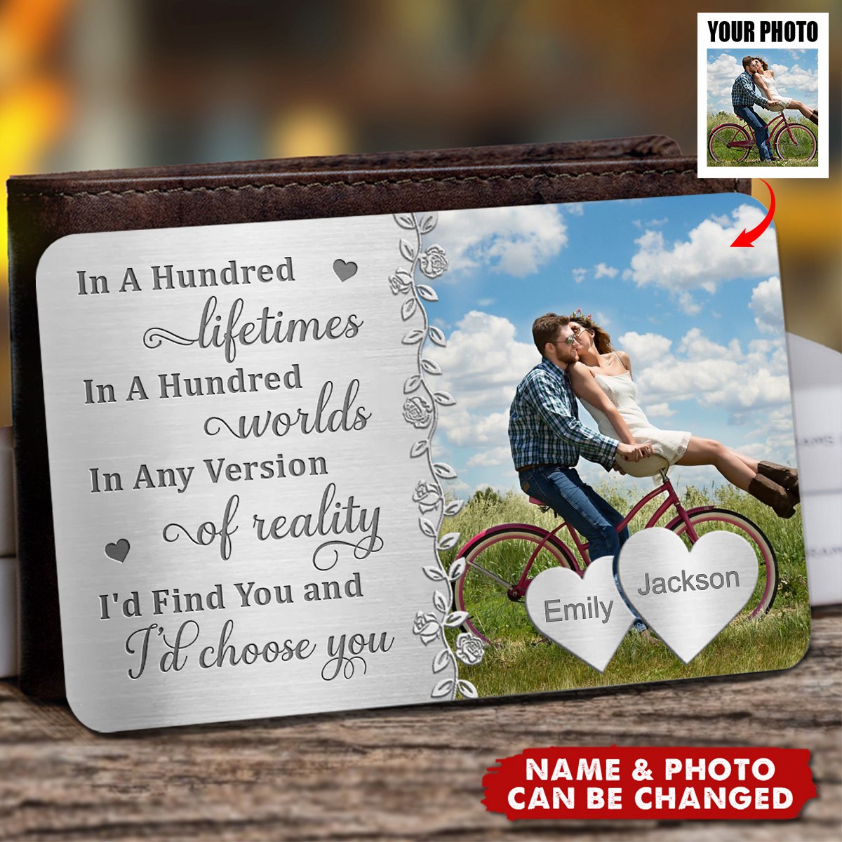 Custom Personalized Couple Wallet Card - Gift Idea For Couple - I'd Choose You