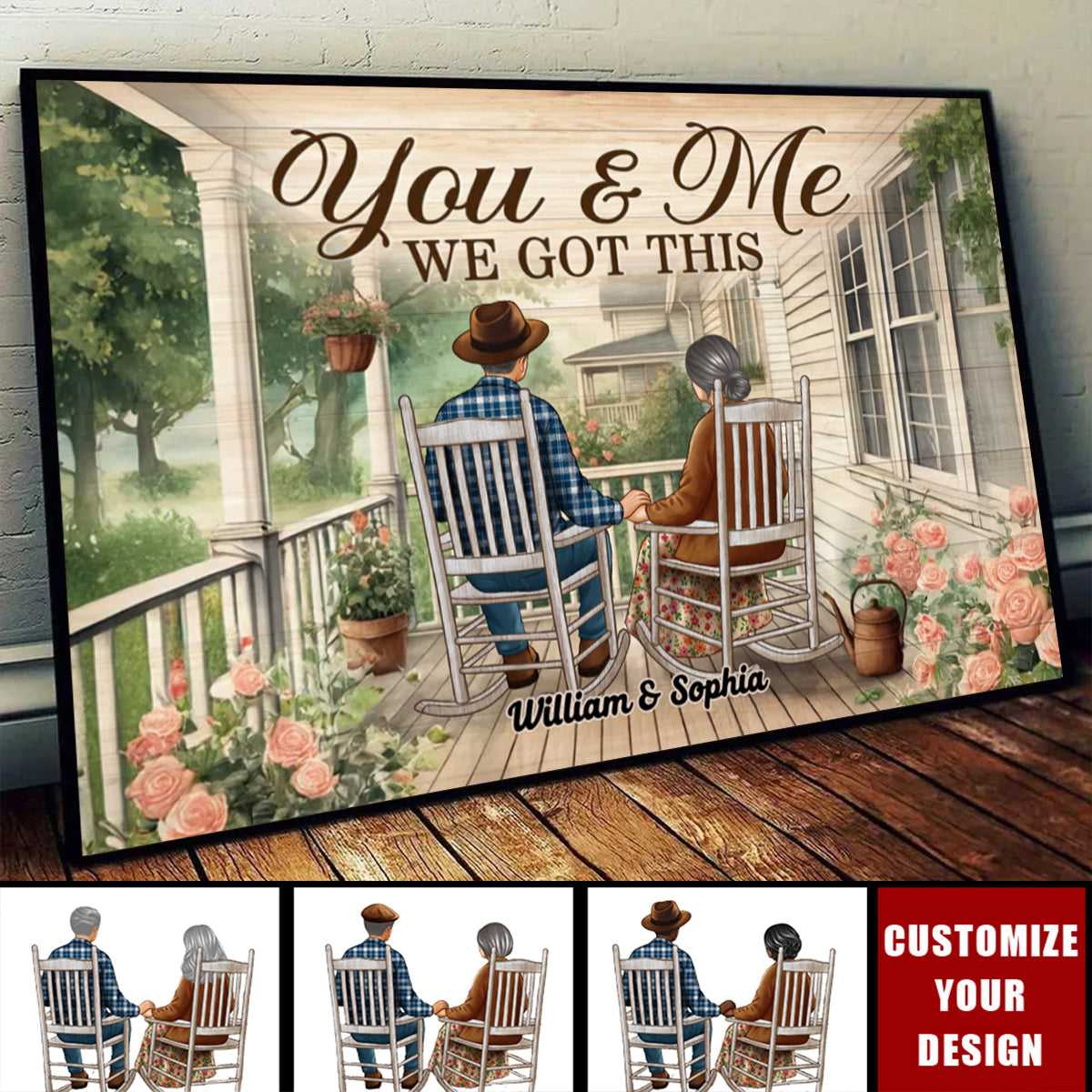 Couple Sitting On The Porch, Growing Old Together Personalized Poster