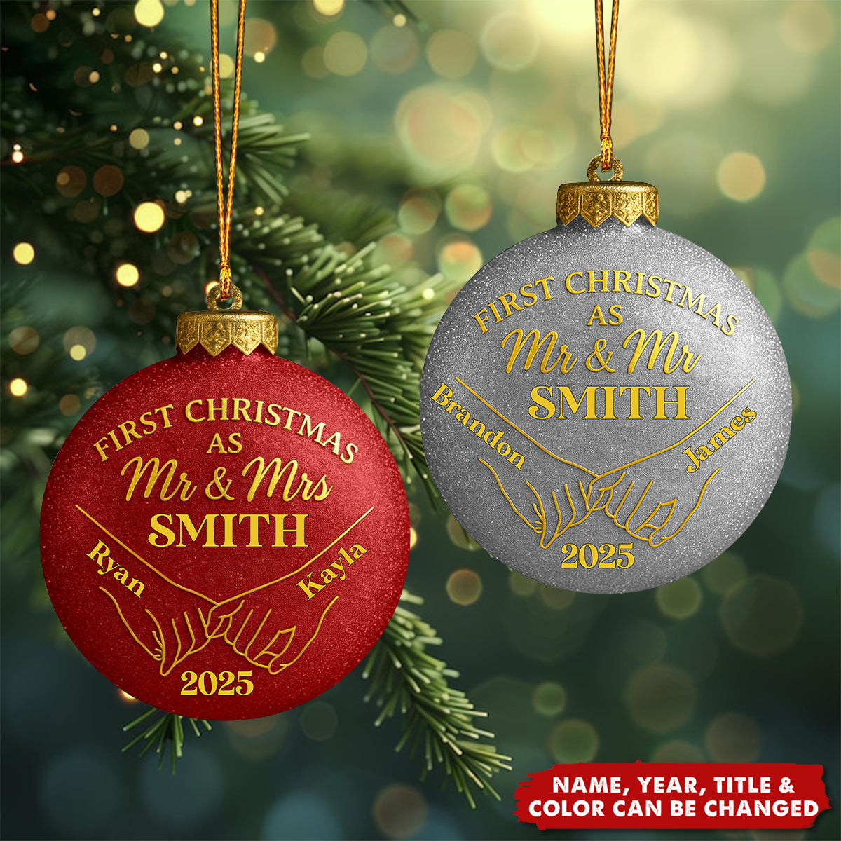 First Christmas As Mr & Mrs - Personalized Acrylic Flat Ornament