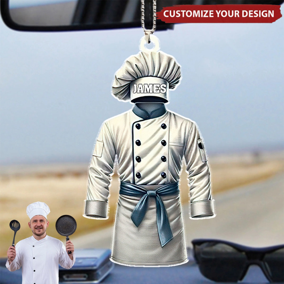 Chef Coat - Personalized Acrylic Car Ornament, Gift For Chefs And Culinary Enthusiasts