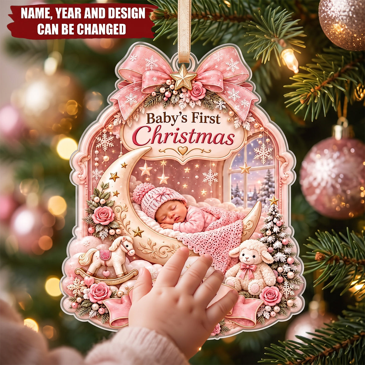 Personalized Baby's First Christmas Ornament , Custom Name Acrylic Keepsake