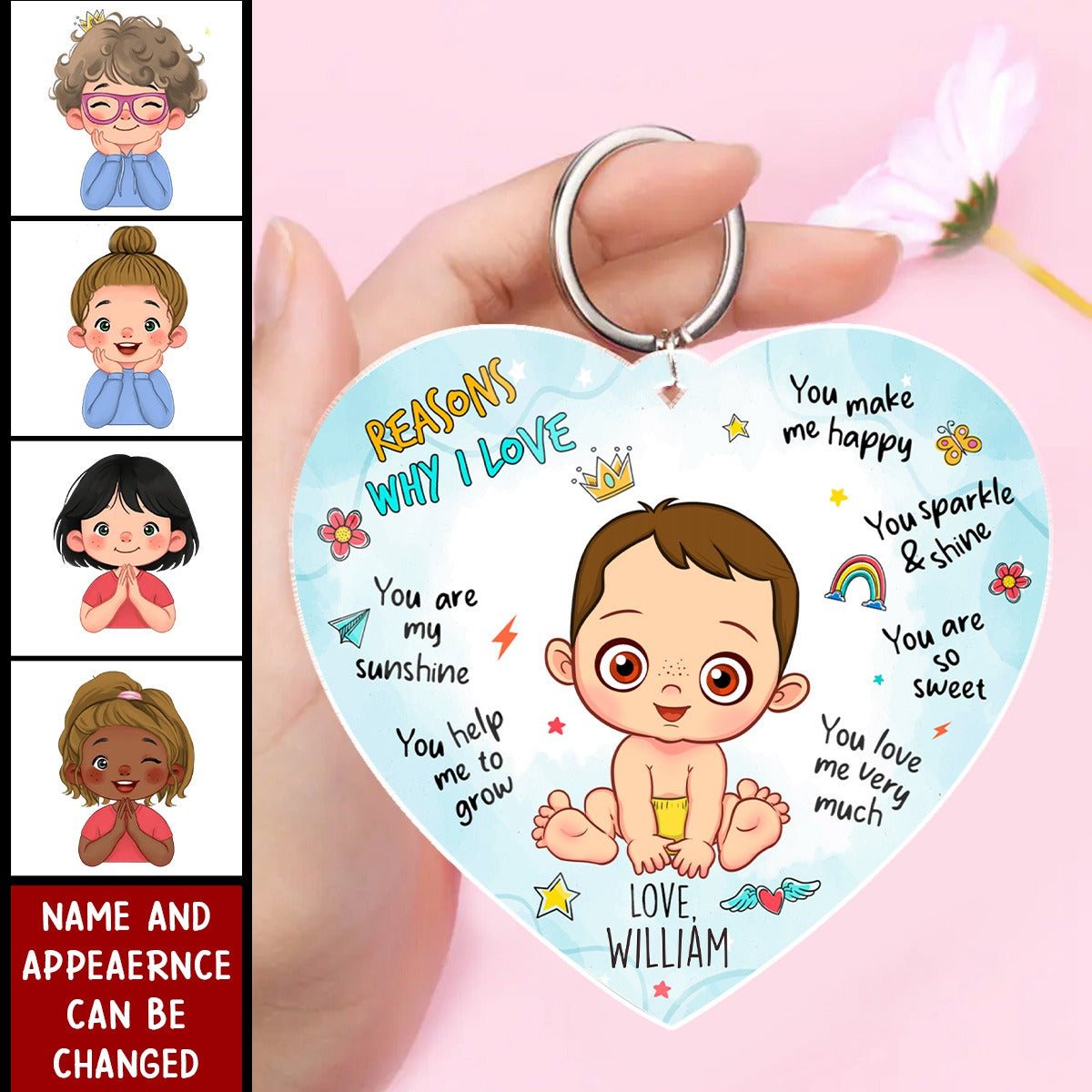Gift For Mom Reasons Why I Love Mommy Transparent Acrylic Keychain