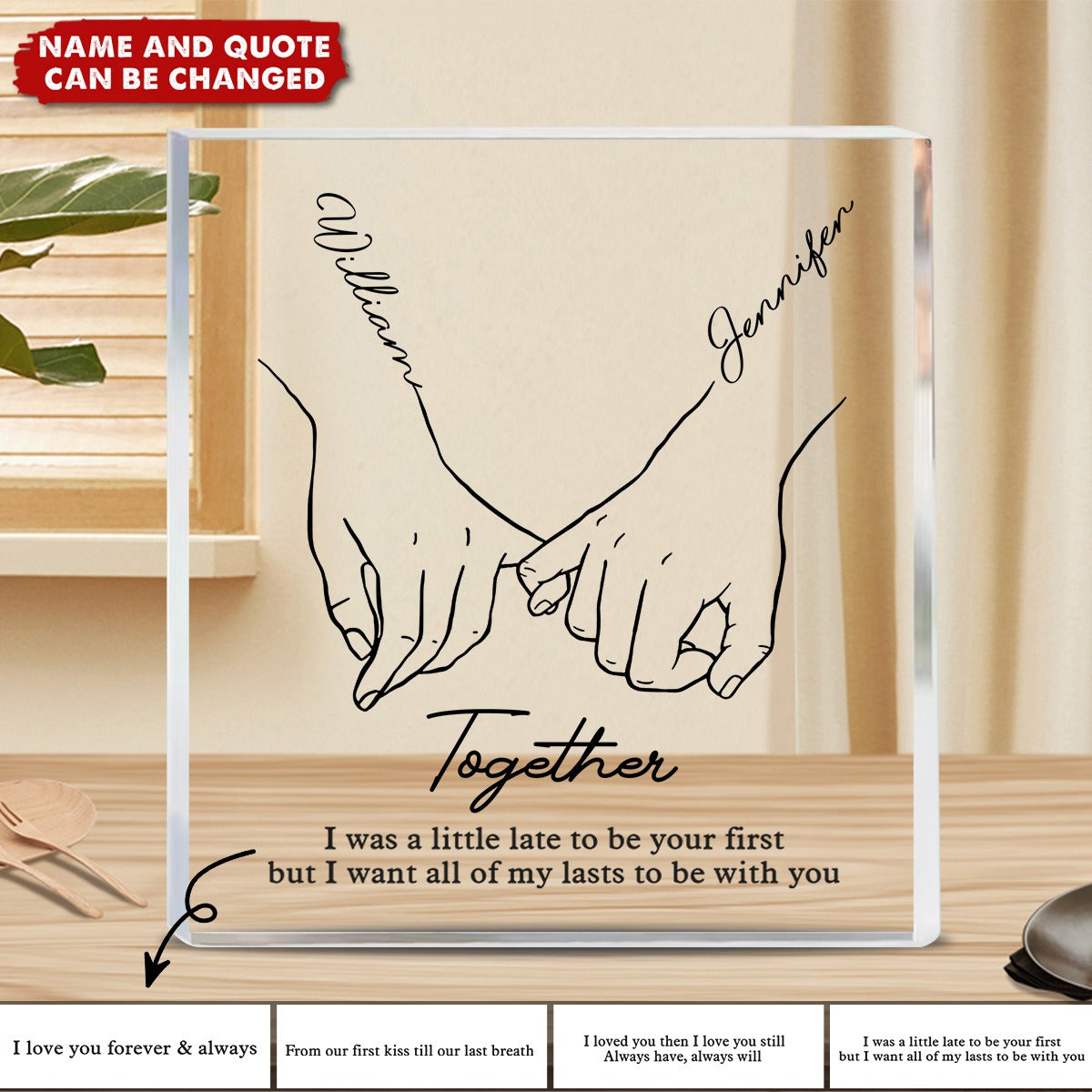 I Love You Forever & Always - Couple Personalized Custom Square Shaped Acrylic Plaque - Gift For Husband Wife, Anniversary