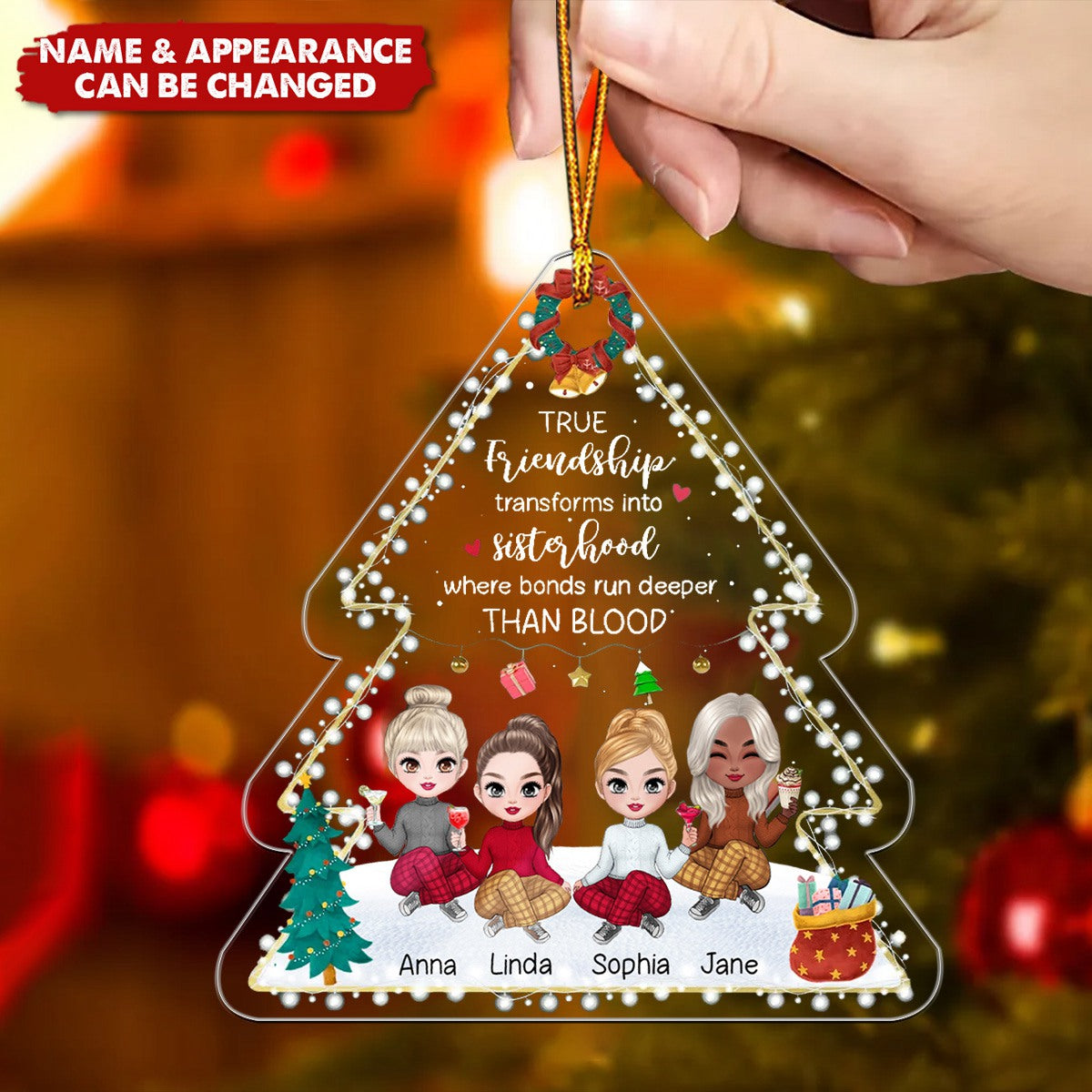 Personalized Christmas Ornament, Best Friends Keepsake Friendship Bond Ornament