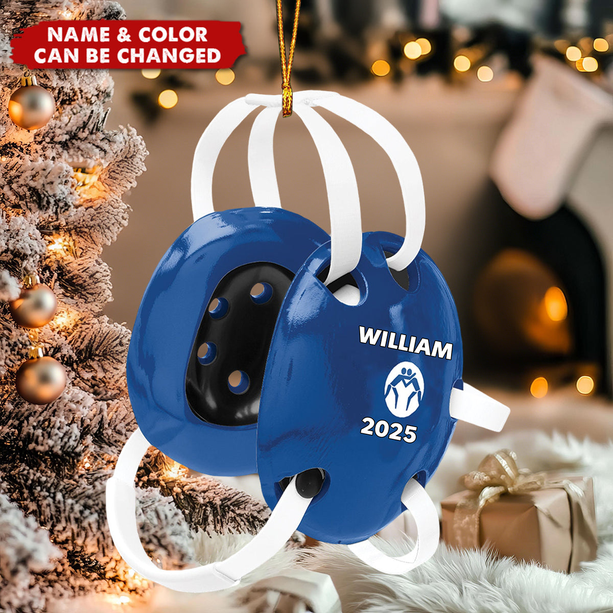 Personalized Wrestling Helmet Christmas Ornament, Gift For Wrestler