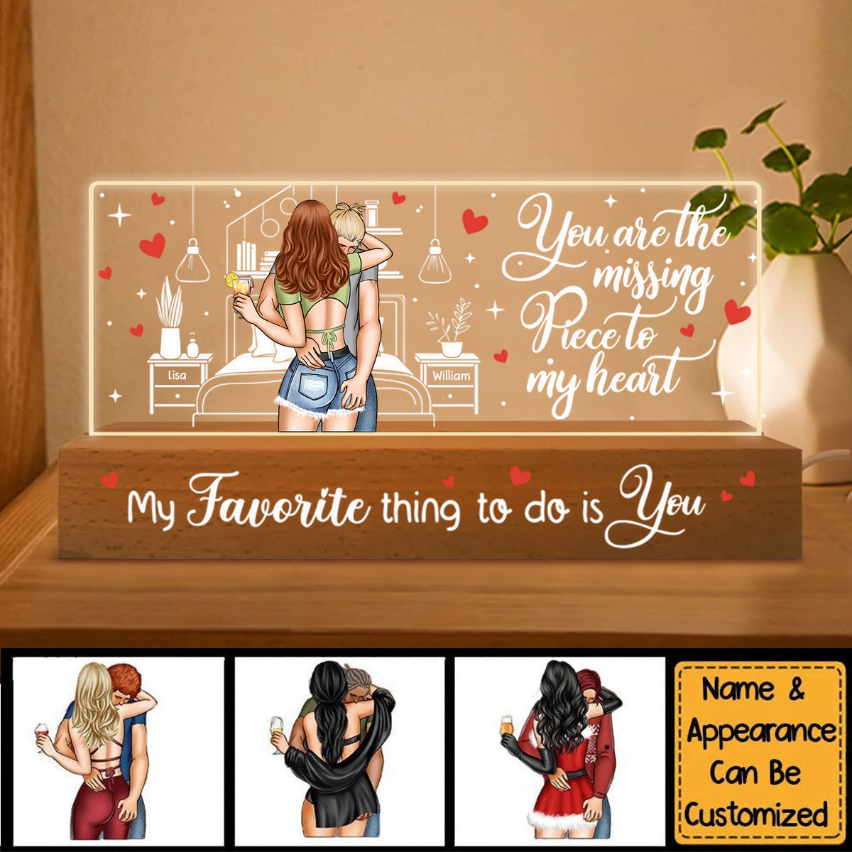 Personalized My Favorite Thing To Do Is You Acrylic Night Light
