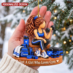 Personalized Gym Girl Ornament, Just A Girl Who Loves Gym Acrylic Ornament