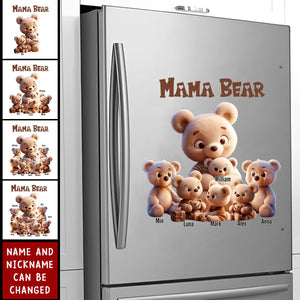 Cute Nana Bear With Little Bear Kids - Personalized Decal Sticker
