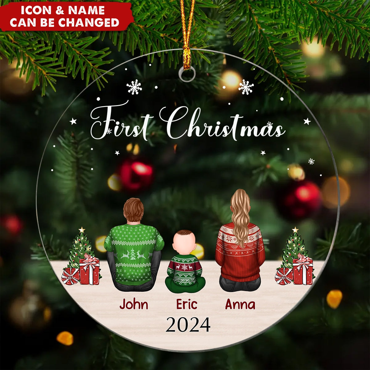 Family Pet Personalized Acrylic Ornament -Christmas Gifts For Pet Lovers, Pet Owners