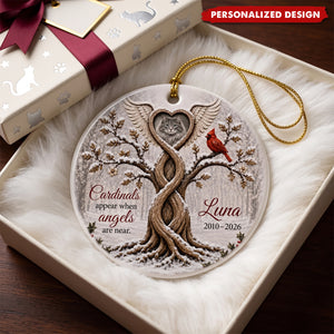 Custom Memorial Ceramic Ornament, Personalized Photo Cardinal Christmas Ornament, In Loving Memory Sympathy Gift
