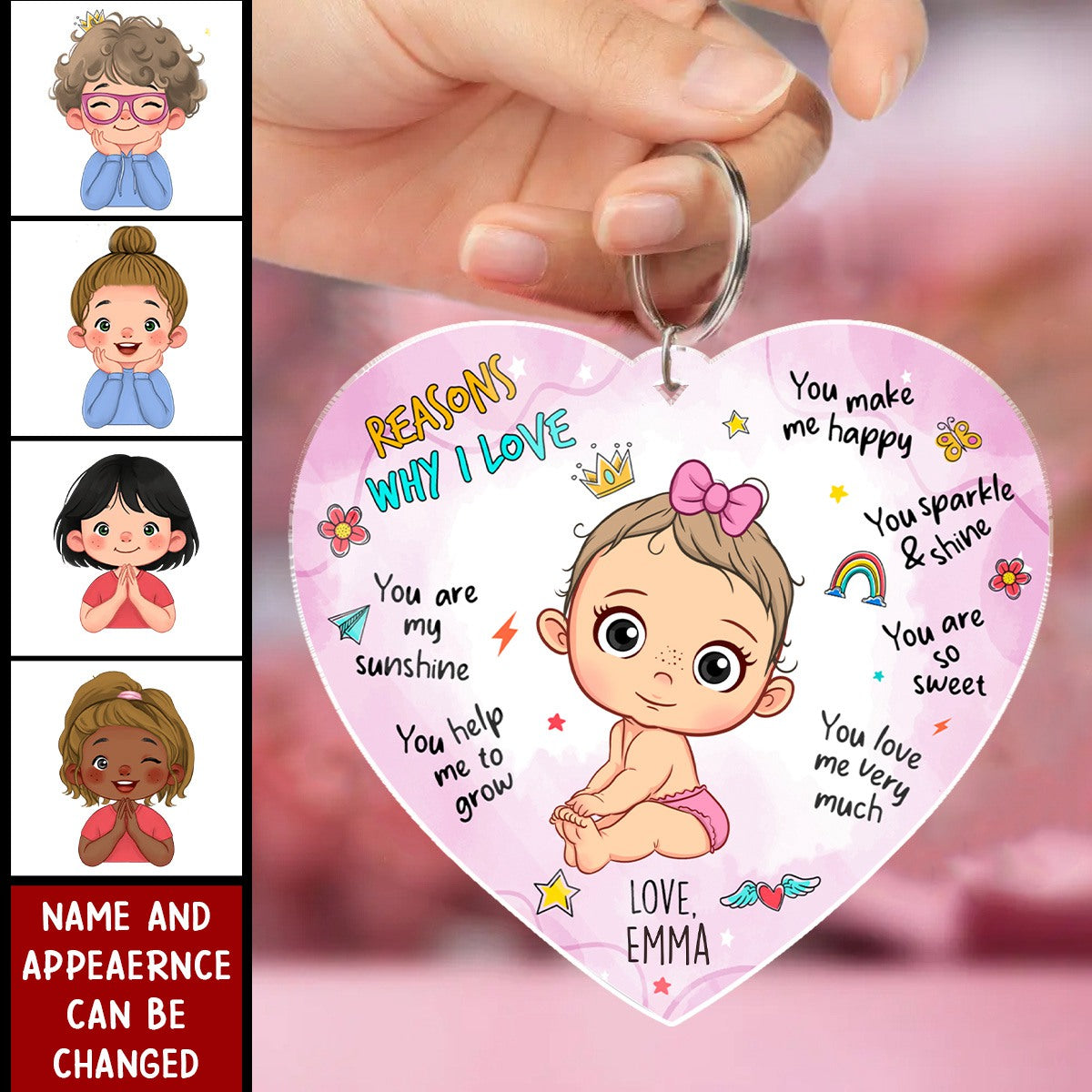 Gift For Mom Reasons Why I Love Mommy Transparent Acrylic Keychain