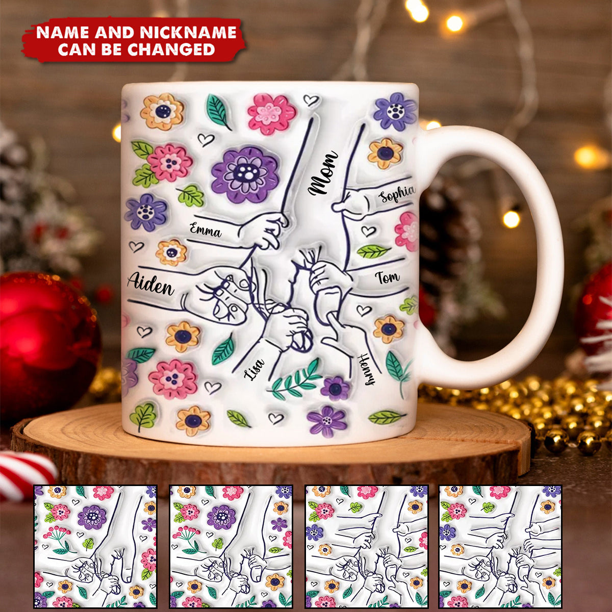 Mom Hold Our Hands, Also Our Hearts - Personalized Mug