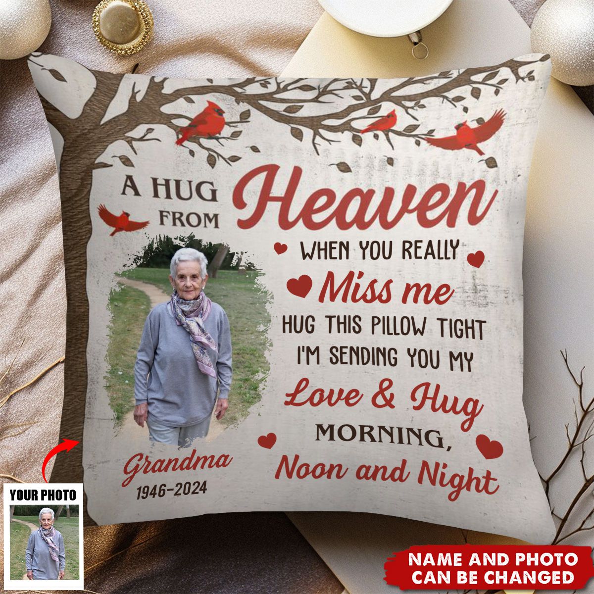 Memorial A Hug From Heaven - Personalized Photo Pillow