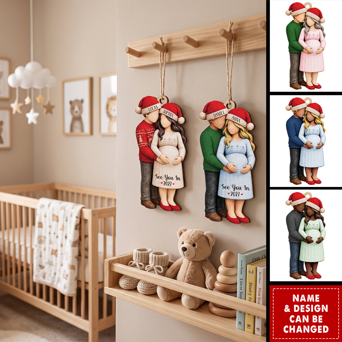 See You In 2027 Personalized Wooden Ornament - Custom Christmas Keepsake for Parents-to-Be