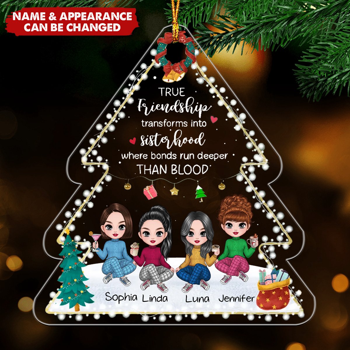 Personalized Christmas Ornament, Best Friends Keepsake Friendship Bond Ornament