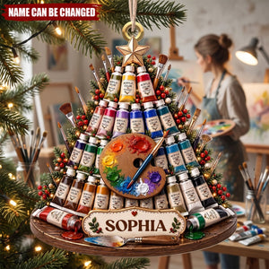 Painting My Way - Personalized Wooden Ornament, Gift For Art Lovers