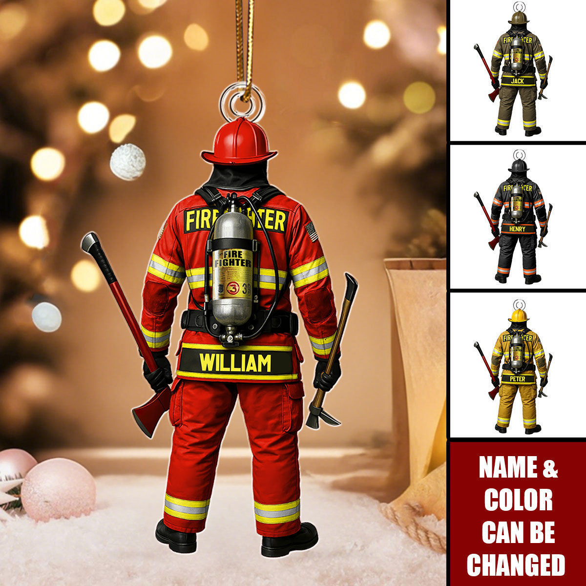 Custom Firefighter On Duty Personalized Ornament Gift