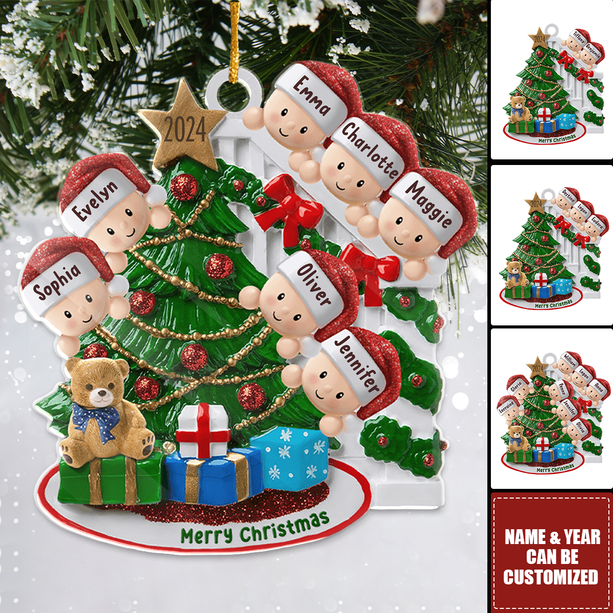 Santa Is Coming - Personalized Acrylic Christmas Ornament, Gift For Family Members