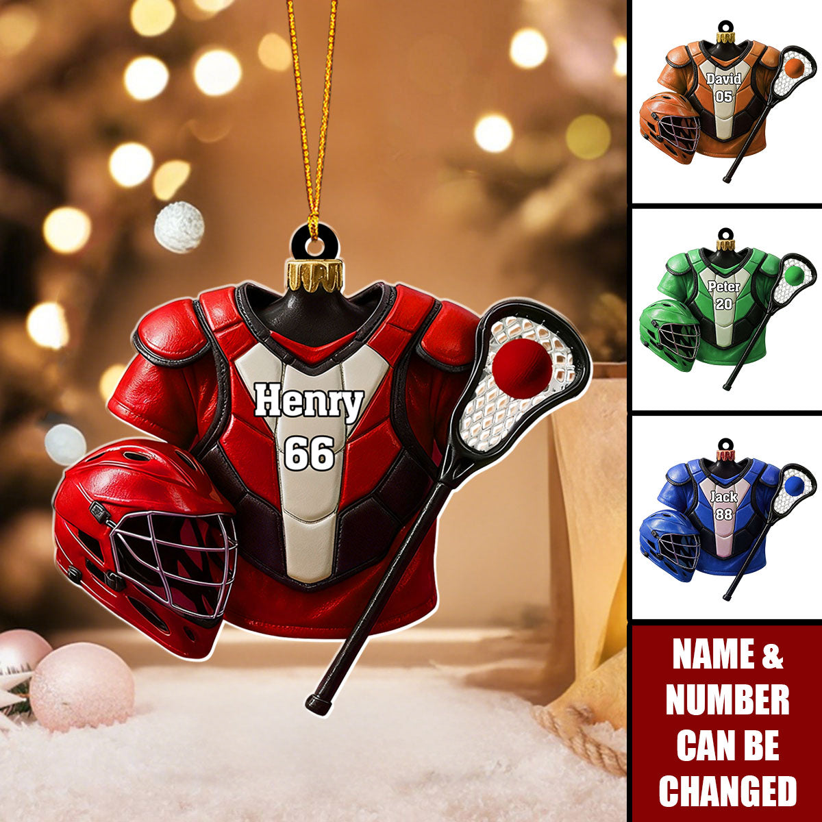 Personalized Lacrosse Ornament, Christmas Gift for Players & Coaches
