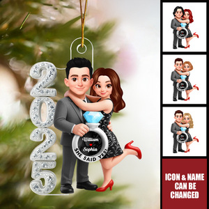 3D Crystal Effect Marriage Proposal Couple - Personalized Acrylic Ornament