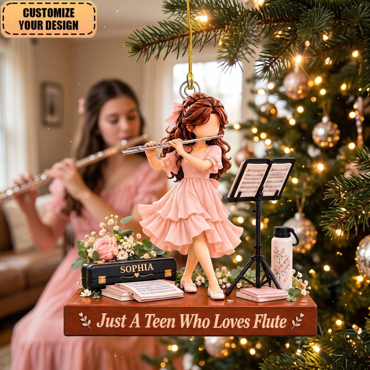 Personalized Ornament For Flutists – Custom-Named Gift For A Teenage Girl Musician