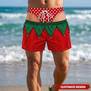 Santa Christmas Men's Beach Shorts Personalized Gifts For Men