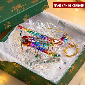 Retro Airplane Stained Glass Effect Acrylic Christmas Ornament