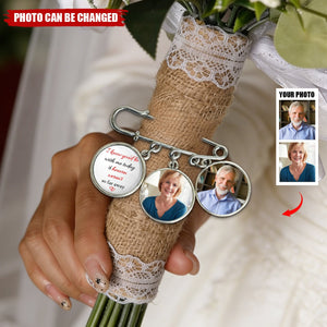 Memorial Custom Photo Gift For Bride Groom On Wedding Day - Personalized Lapel Pin With Charms