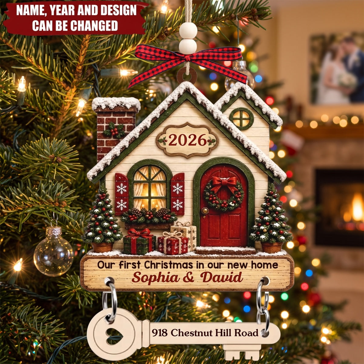 Key To New Beginnings - Personalized New Home Wooden Ornament With Tag