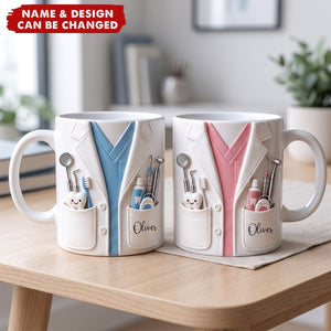 Custom Scrub Coat Dentist Mug - Personalized Hygienist Graduation Gift for Dental