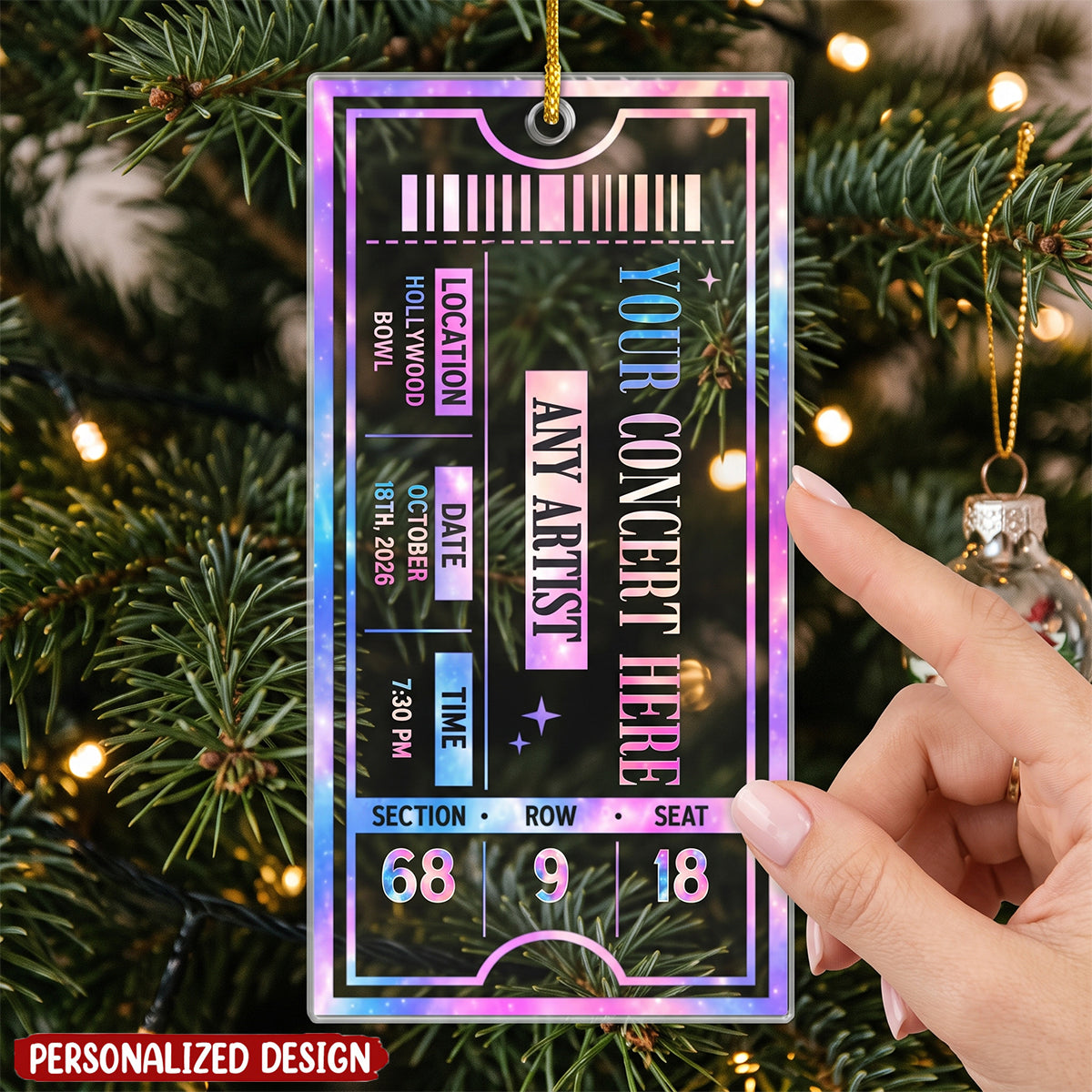 Custom Concert Ticket Acrylic Ornament - Personalized Christmas Birthday Gifts