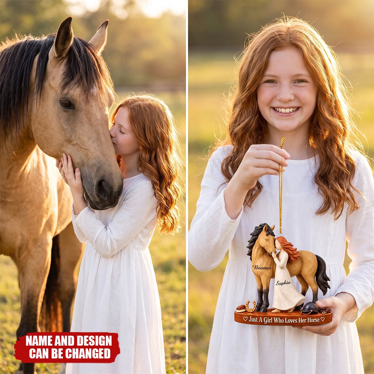 Personalized Just A Girl Who Loves Her Horse Christmas Ornament, Horse Lover Gift