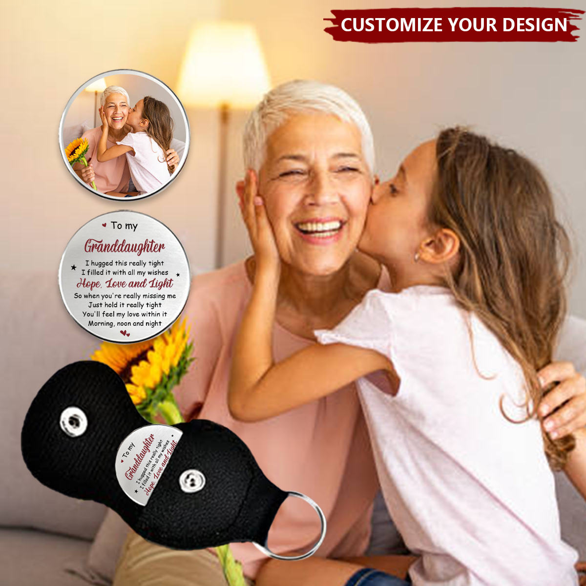 Custom Photo I’m So Proud Of You - Family Personalized Pocket Hug Keychain