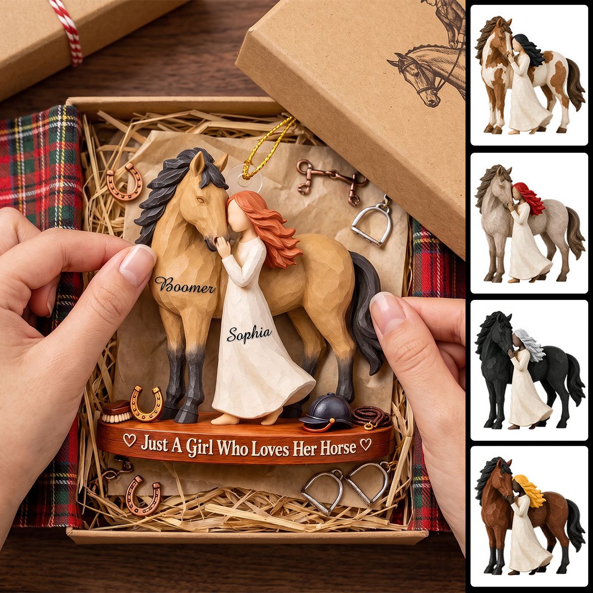 Personalized Just A Girl Who Loves Her Horse Christmas Ornament, Horse Lover Gift