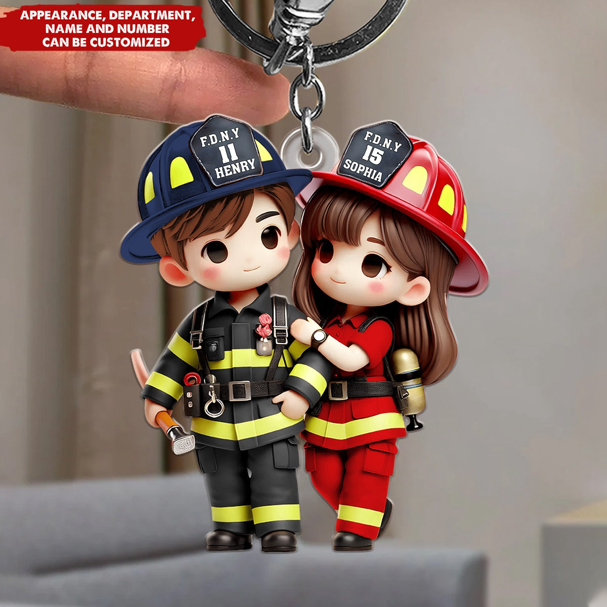 Personalized Gifts For Couple Keychain Firefighter Couple