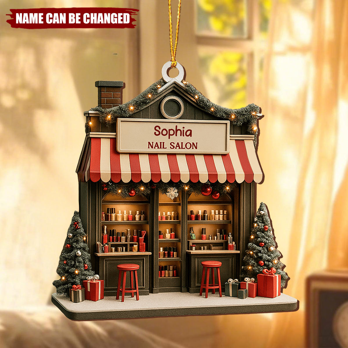 Celebrate Your Style Nail Salon Ornament, Personalized Custom Wood Ornament