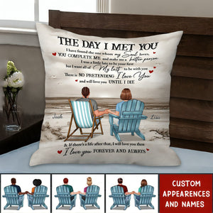 Personalized Gift For Couple Beach Retro Vintage Pillow