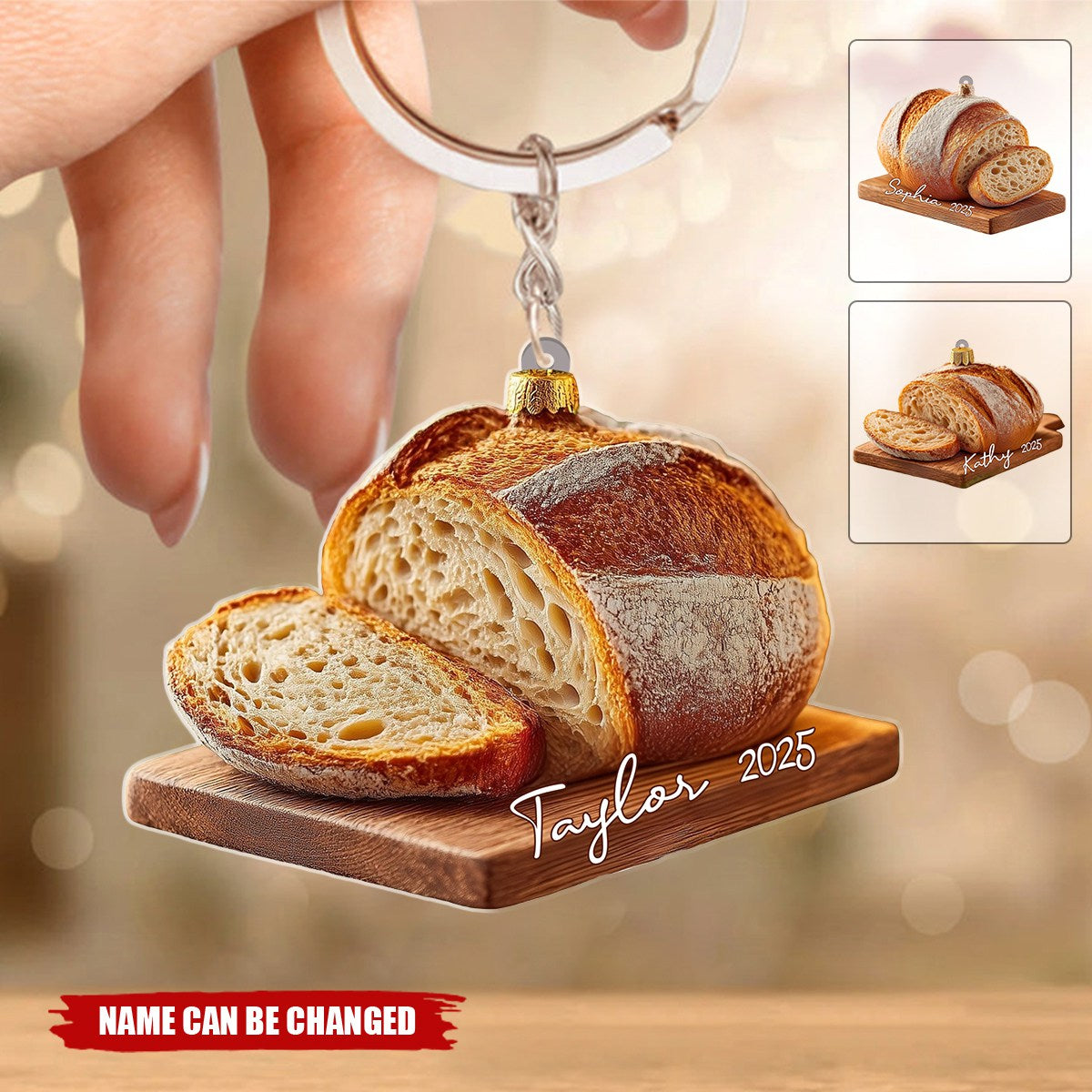 Personalized Sourdough Bread, Rustic Acrylic Keychain