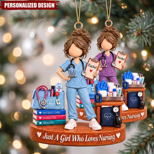 Custom Just A Girl Who Loves Nursing Acrylic Ornament