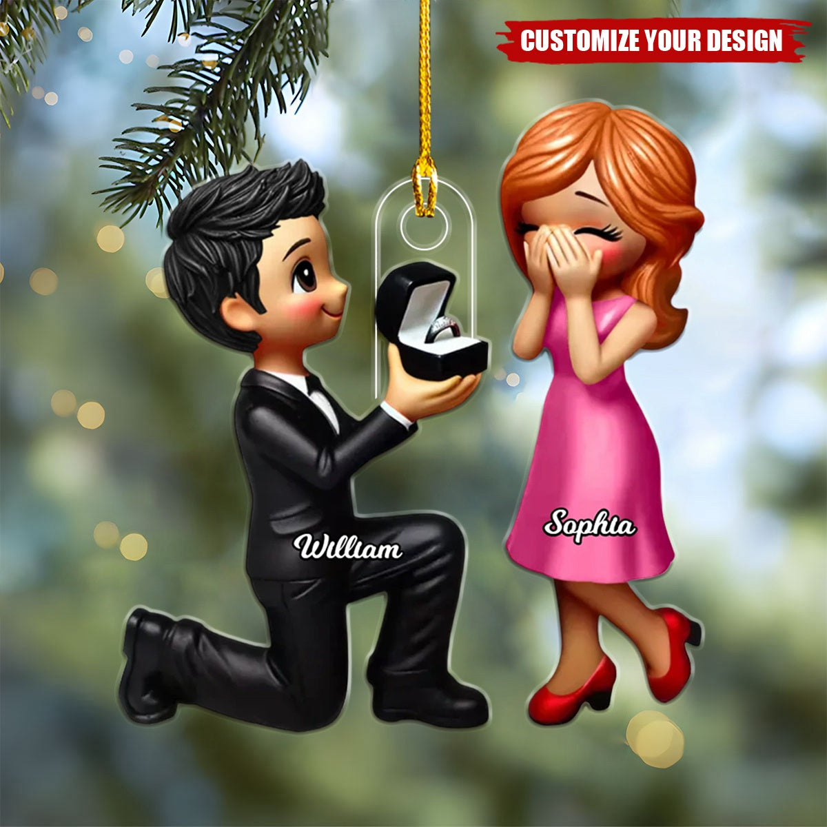 Newly Engaged Gift She Said Yes Personalized Acrylic Ornament